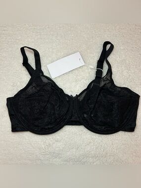 HSIA Enchanted Unlined Lace Underwire Bra 38DD Black NWT